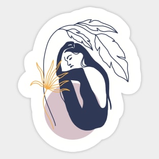 Summer Women Leaf Illustrations Sticker